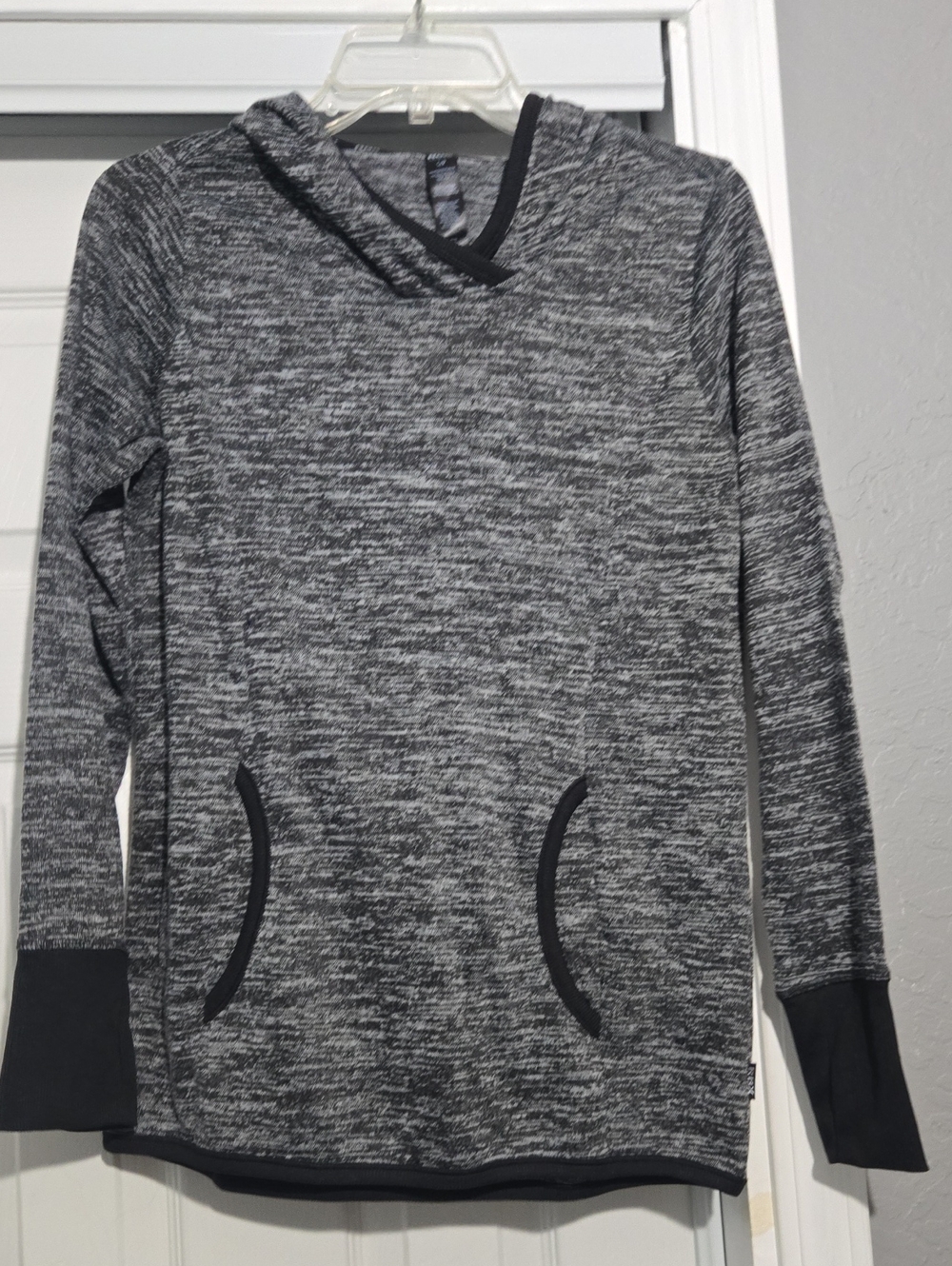 RBX Women's Gray Marled Hooded Pullover Sweatshirt